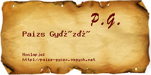 Paizs Győző névjegykártya